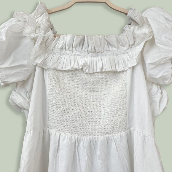 Love The Label | White Cotton Tiered Ruffle Mini Dress | L | Minor Flaws - Picture 7 of 15